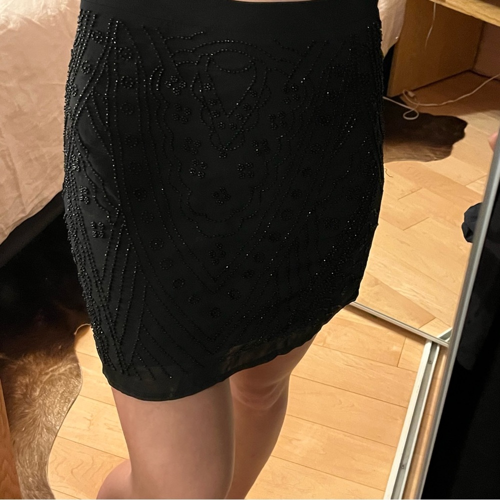 Elegant Black Beaded Skirt